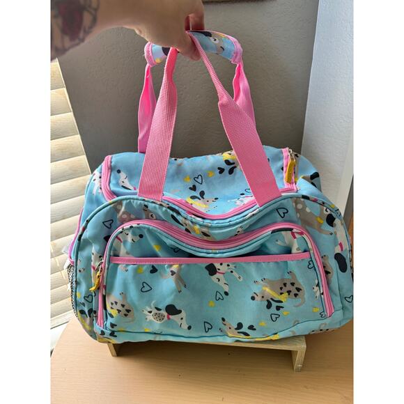 Dog Print Duffle Bag – Blue & Pink - Picture 1 of 9